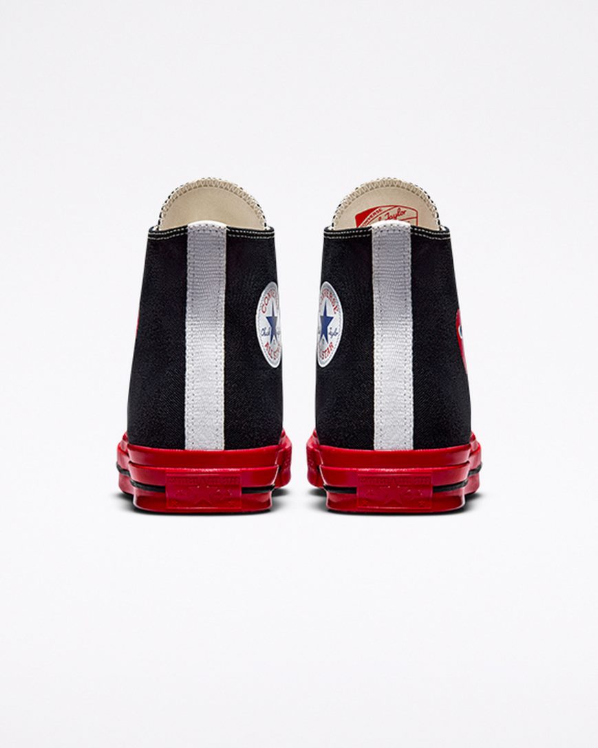 Pánské Boty Vysoké Converse x Comme des Garçons PLAY Chuck 70 Černé Červené | CZ RQMA93